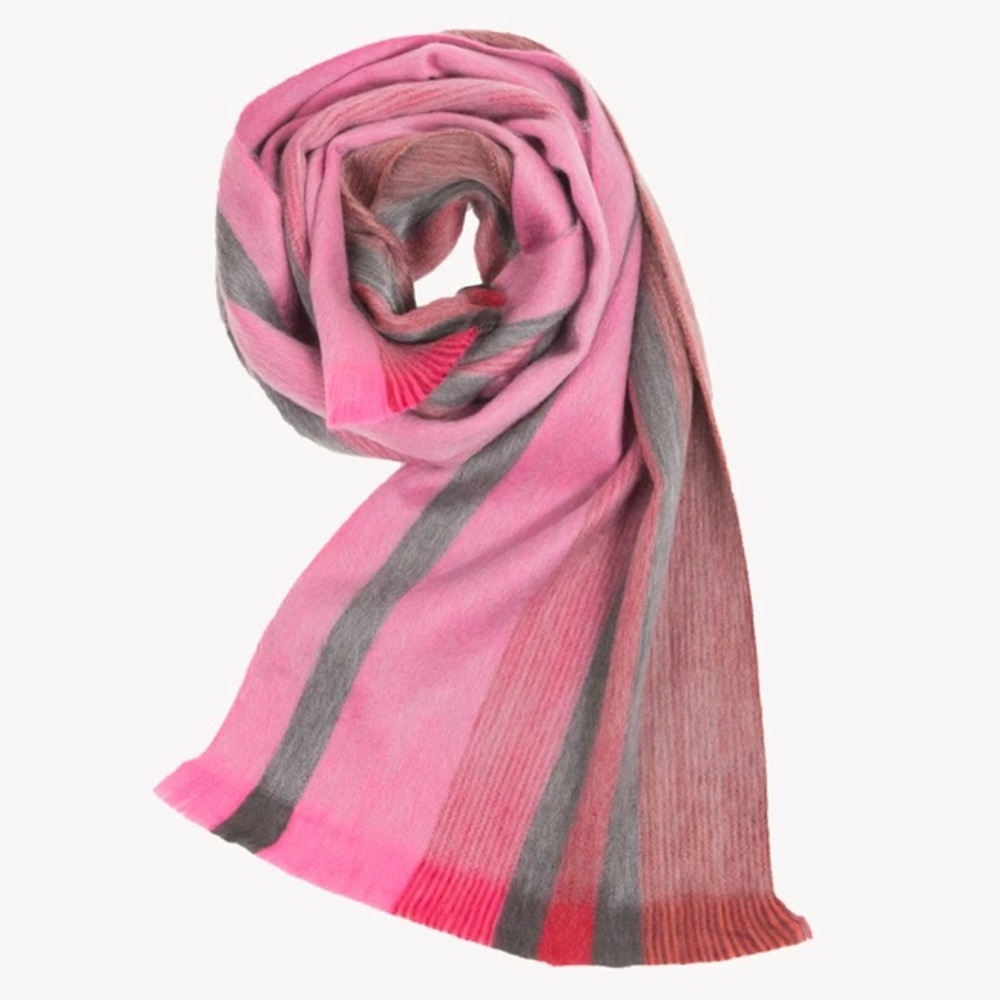 Pokoloko Striped Alpaca Seamless Scarf - Dahlia